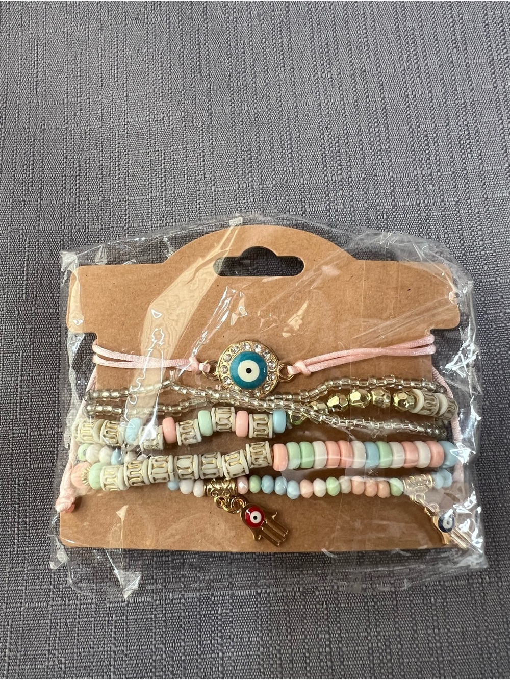 Pastel Beaded Evil Eye Bracelet Set